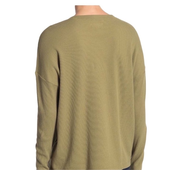 MADEWELL Ex-Boyfriend 3/4 Sleeve Thermal Waffle Knit Top in Army Green Size XS - Picture 2 of 7